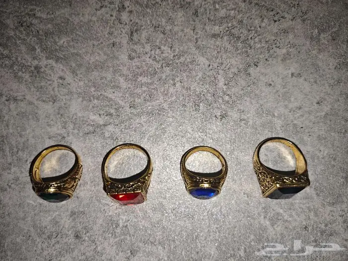 خواتم خاتم ملكية ح رفية بألوان العقيق الطبيعي (ذهبي وفضي) 17