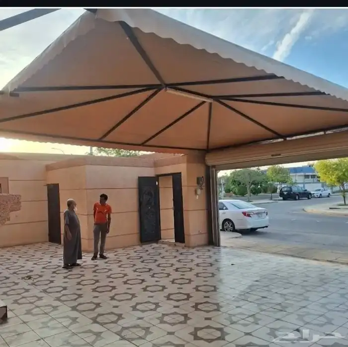 مظلات سيارات وسواتر منزليه ومظلات جلسات معا بديل خشب وعشب 7