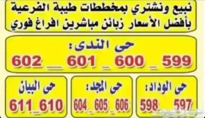 متخصصون في بيع وشراء وتسويق الاراضي في جميع مخططات شمال جده 0