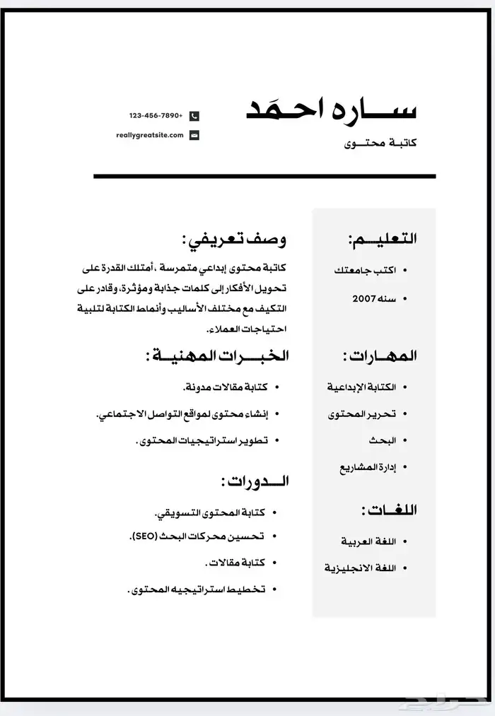 سيرة ذاتية احترافية (ATS) 2