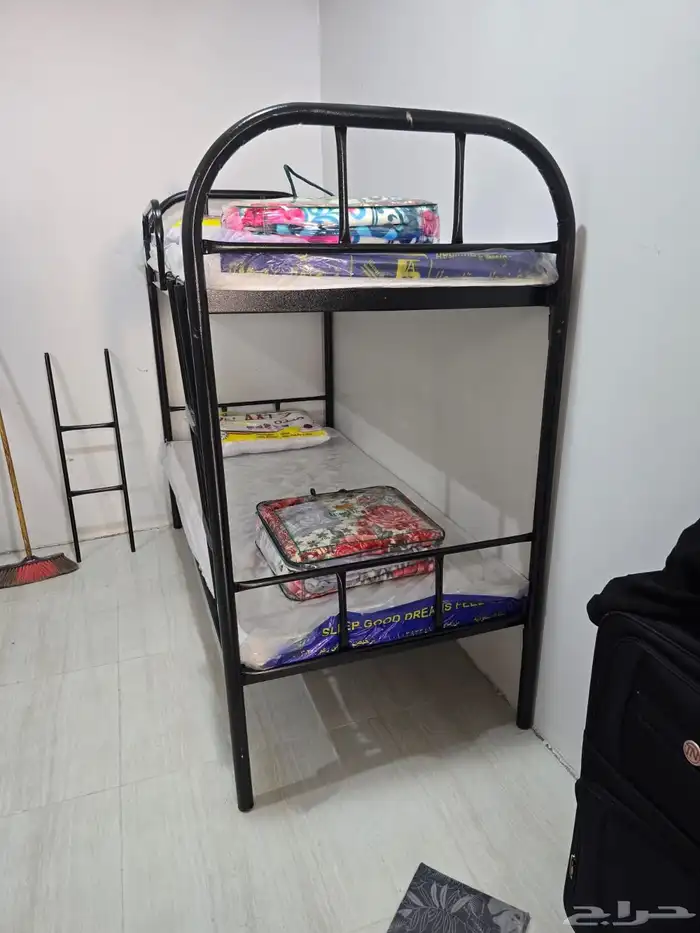 سرير حديد دورين دور واحد مراتب طبي بطانيات و مخده سم جديد 6