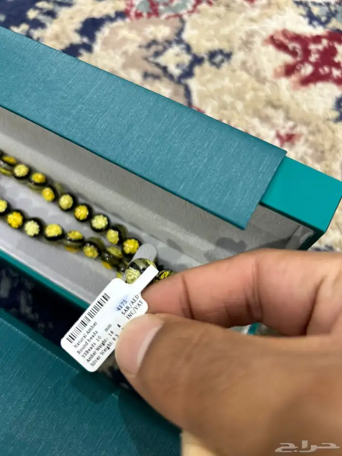 مسبحه عنبر صافي مع فضه 4