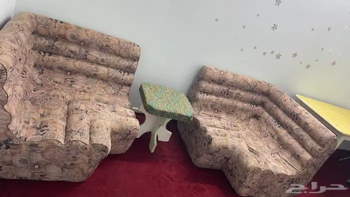 كنبه قطعتين قماش ستان قطن 1