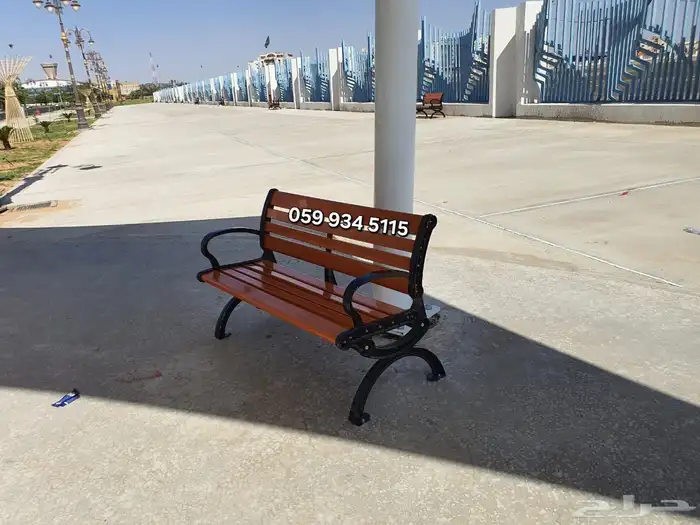 مقاعد حدائق ومقاعد خارجية مصنوعة من شرائح خشبية صلبة وإطار 7