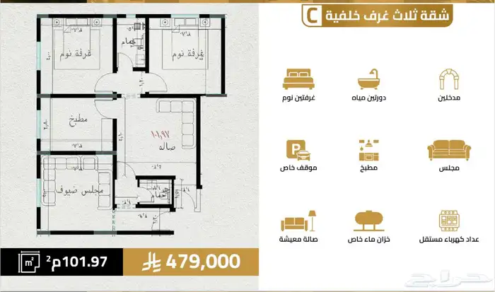 شقق تمليك قيد التنفيذ بعوائد استثماريه في حي السلامه جده 6
