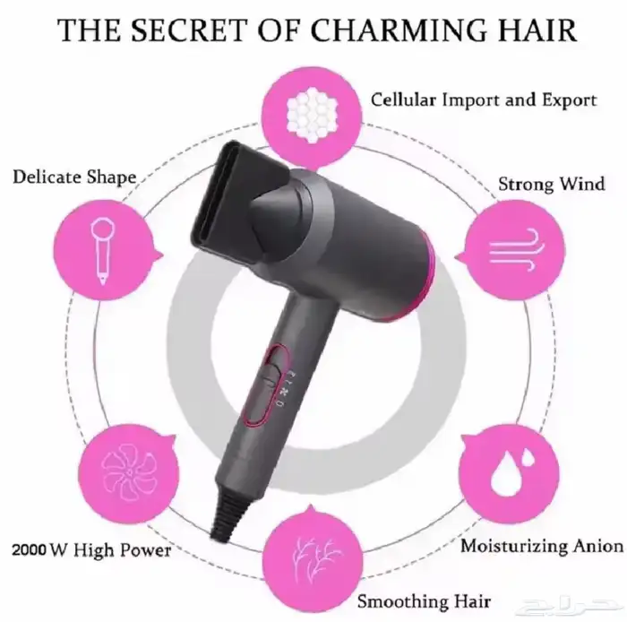 مجفف شعر بدرجات متعدده ( بارد وحار) 3