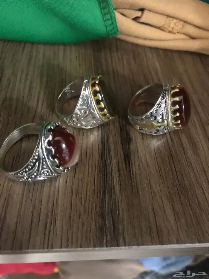 للبيع خواتم عقيق فضه 2