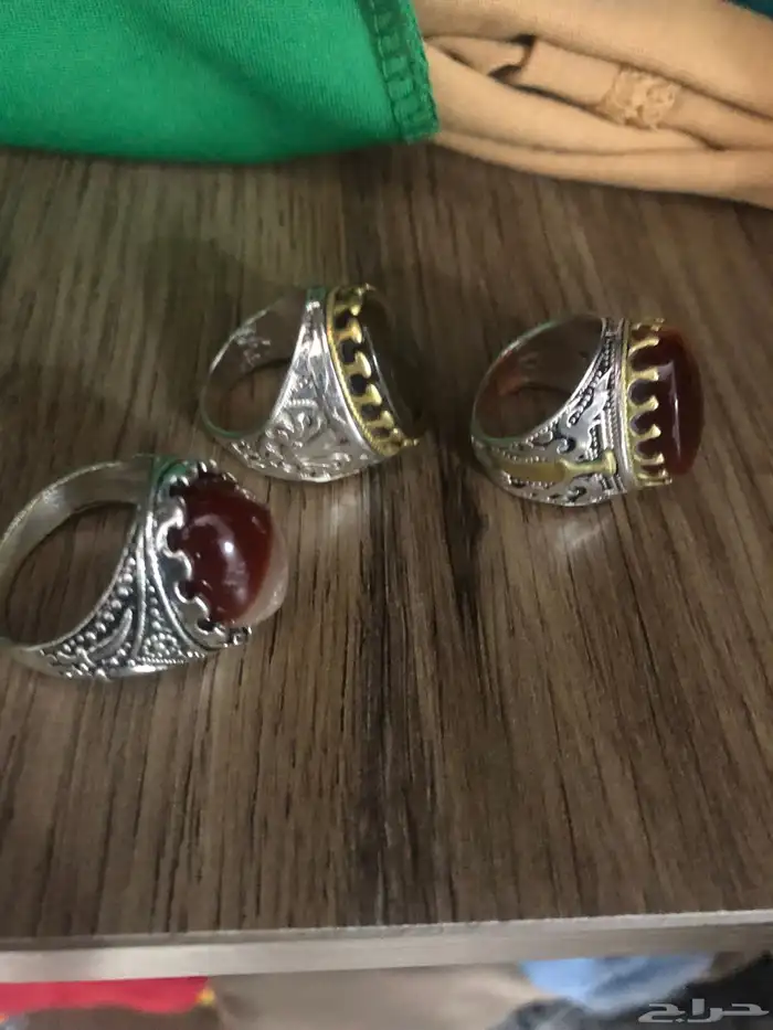 للبيع خواتم عقيق فضه 3