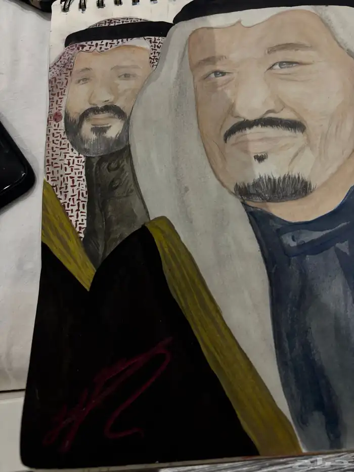 رسمت الملك سلمان ولي العهد محمد بن سلمان حفضه الله 0
