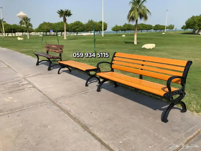 مقاعد حدائق ومقاعد خارجية مصنوعة من شرائح خشبية صلبة وإطار 4