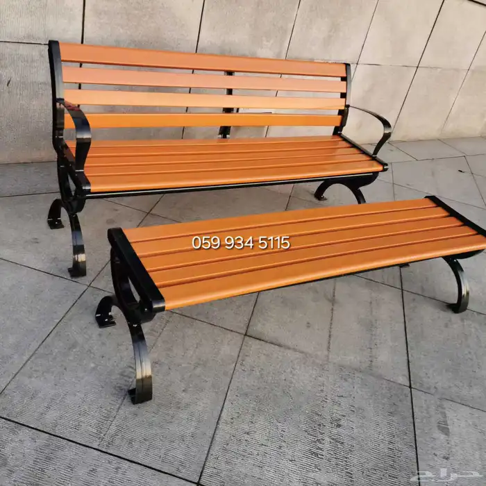 مقاعد حدائق ومقاعد خارجية مصنوعة من شرائح خشبية صلبة وإطار 18