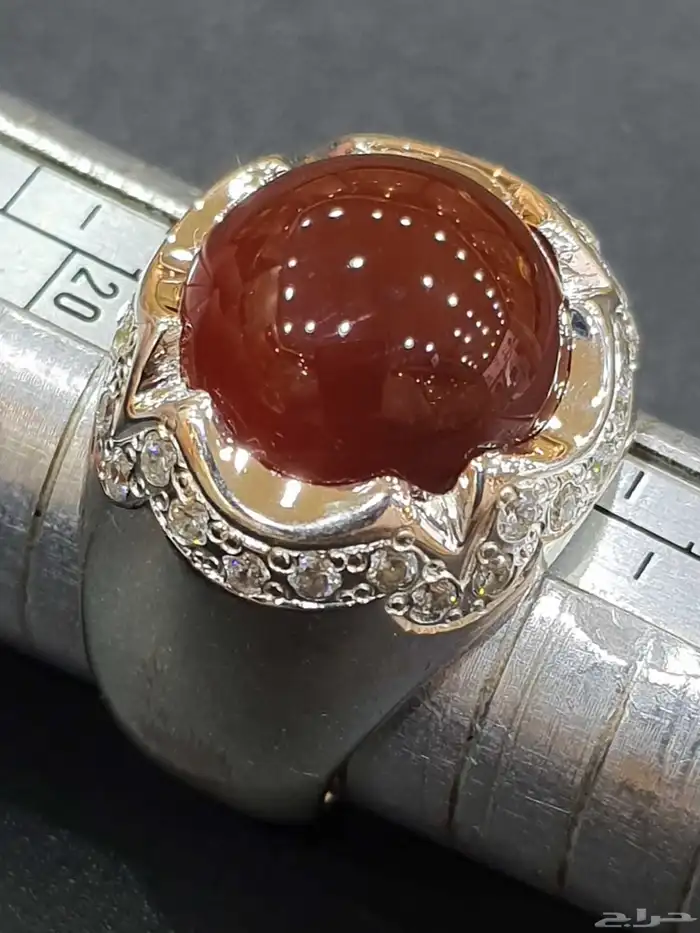 خاتم عقيق يماني كرزي كابشون 4