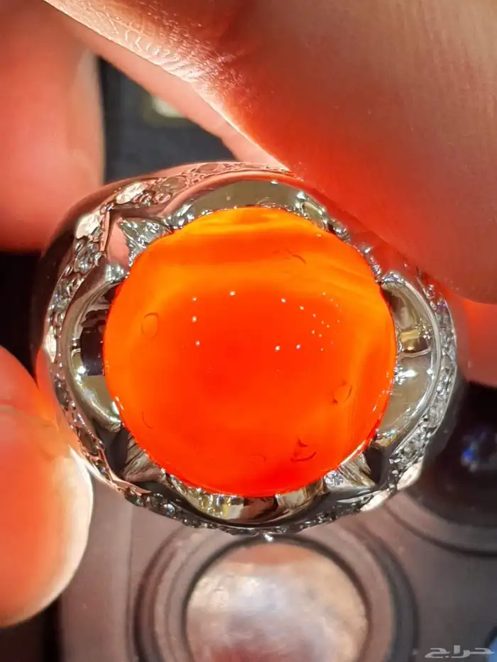 خاتم عقيق يماني كرزي كابشون 5