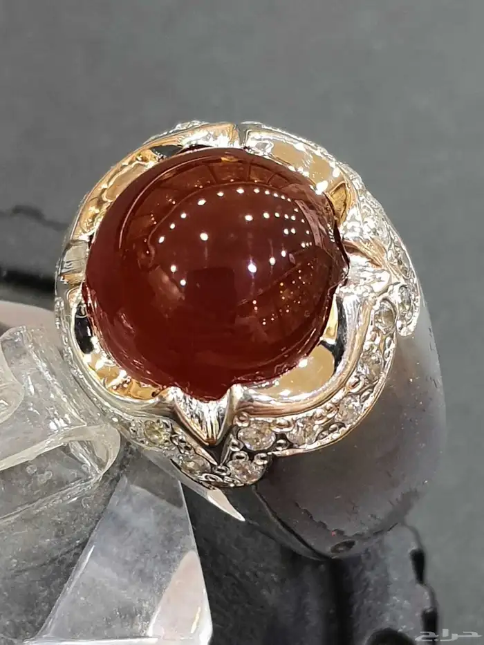 خاتم عقيق يماني كرزي كابشون 2