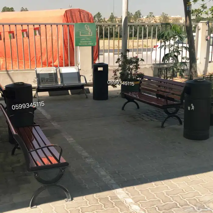 مقاعد حدائق ومقاعد خارجية مصنوعة من شرائح خشبية صلبة وإطار 8