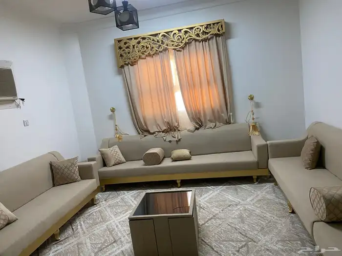 كنب جديد 5 قطع كنب مع الستاره والفرش والطاوله 1