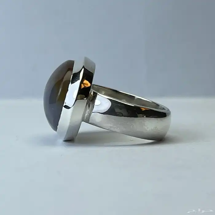 خاتم فضة ملكي بحجر عقيق مزهر قبة عيار 999 1