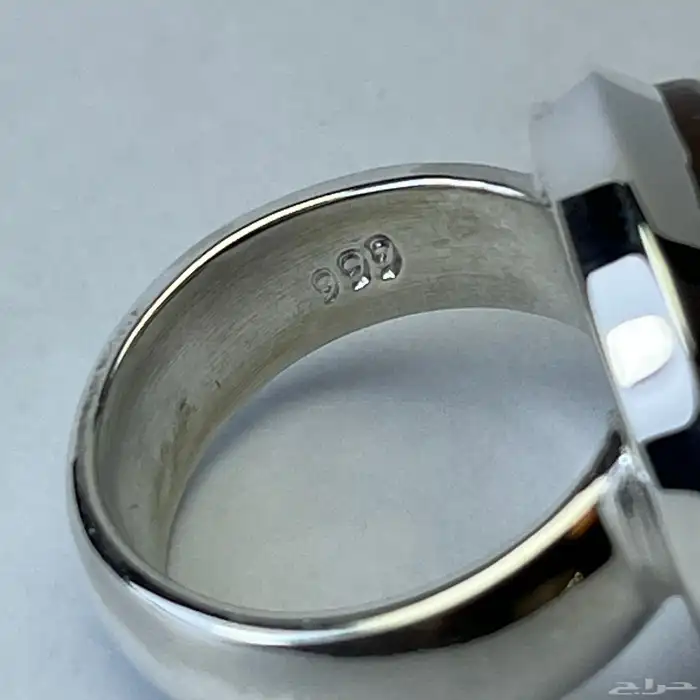 خاتم فضة ملكي بحجر عقيق مزهر قبة عيار 999 4