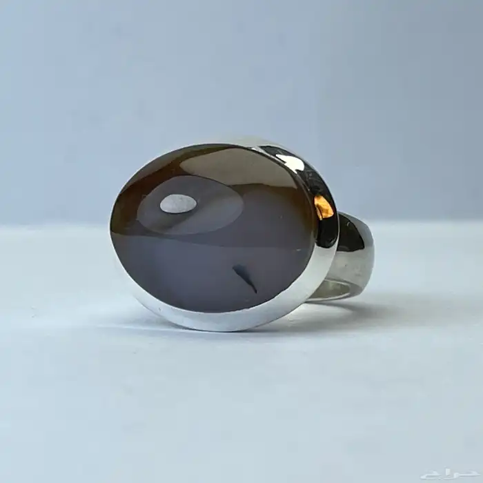 خاتم فضة ملكي بحجر عقيق مزهر قبة عيار 999 0