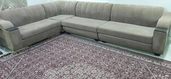 طقم كنب بني مستعمل نظيف وطقم كنب رماضي 3 قطع 0