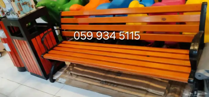 مقاعد حدائق ومقاعد خارجية مصنوعة من شرائح خشبية صلبة وإطار 13