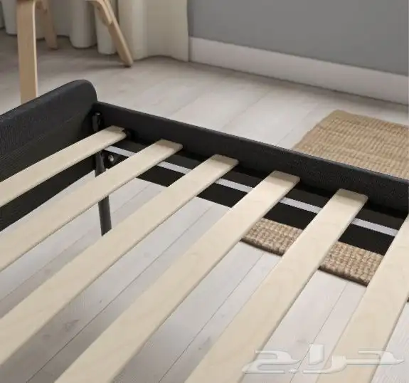 سرير ايكيا نفر ونص لون رمادي مع مرتبه 3