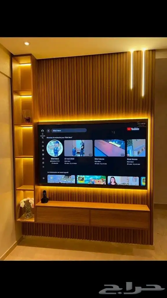 أبواب خشب وديكور سحاب مخفي ديكور شاشه 3