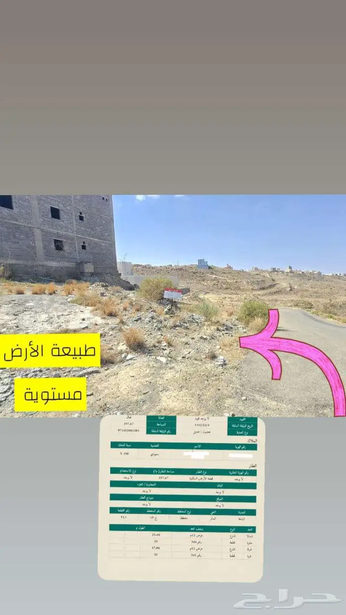 للبيع أرض سكنية موقع مميز منطقة الباحة مخطط المنار ح13 5