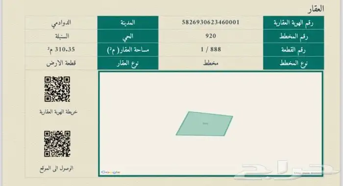 أرض للبيع في حي السنبلة الدوادمي   موقع ممتاز على شارع 20م 0