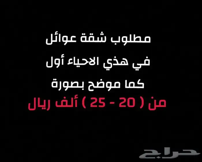 مطلوب شقة غرفتين وصالة بالموقع المحدد وبسعر المحدد 0