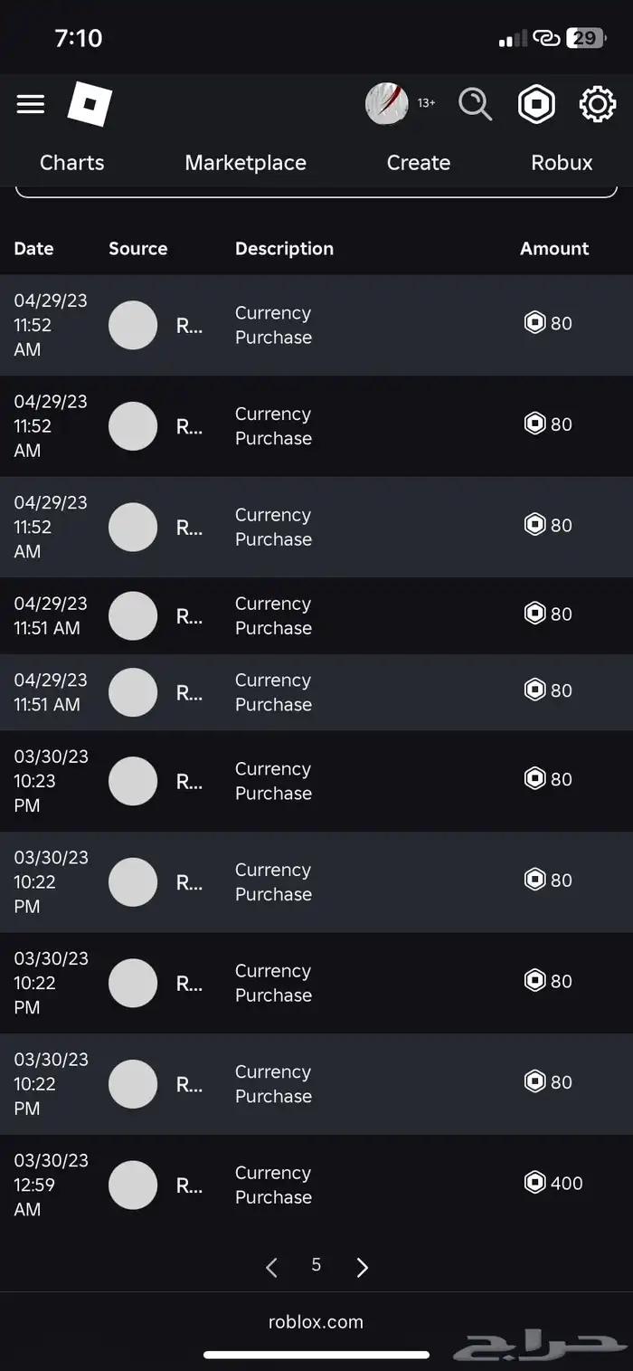 حساب روبلوكس 35