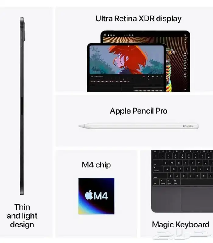 ايباد برو 11 inch معالج M4 شريحة الكترونية 7