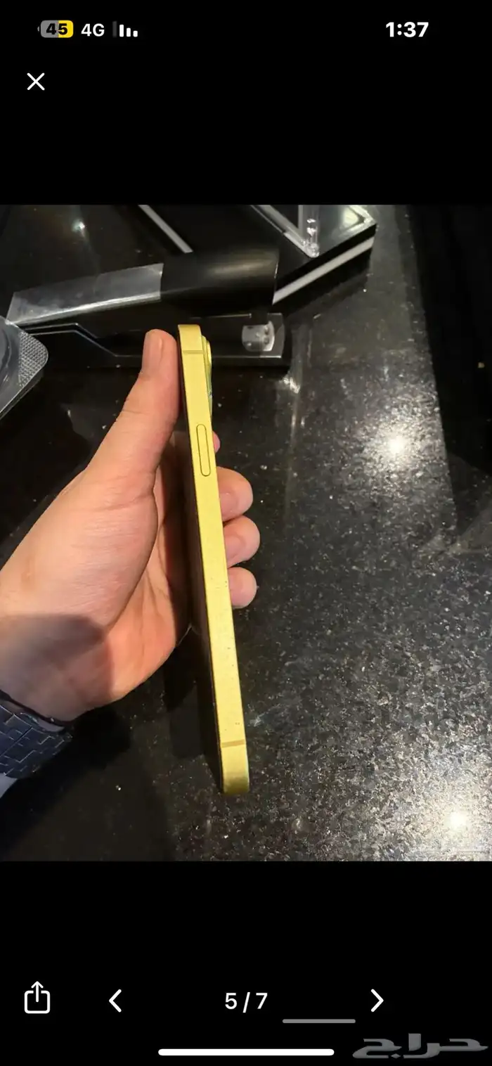 ايفون 14 بلس اصفر ذهبي نظيف بالضمان والكرتون 5