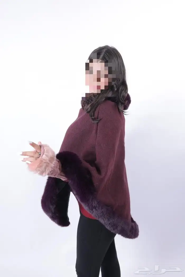 شالات شتويه خامه صوف بأطراف فرو مع تطريز الاسم حسب الطلب 6