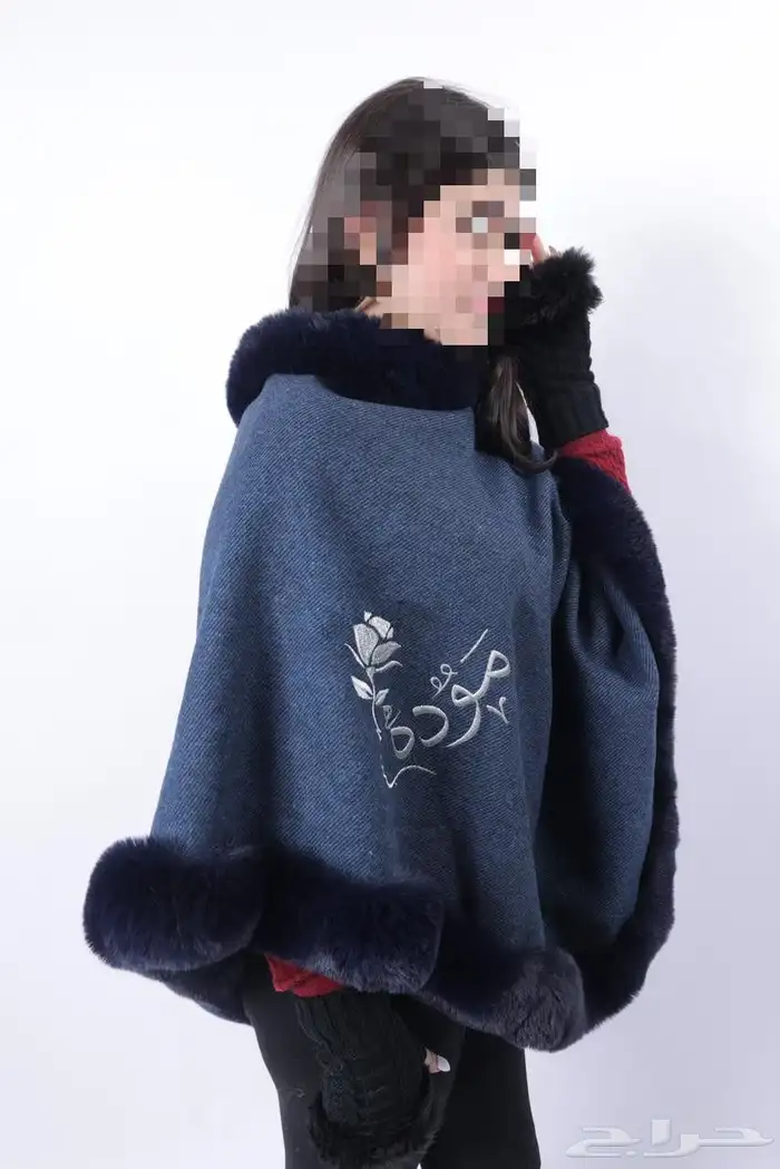 شالات شتويه خامه صوف بأطراف فرو مع تطريز الاسم حسب الطلب 0