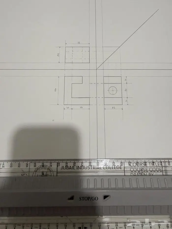 رسم هندسي دراونق لكلية الجبيل والمعهد التقني 10
