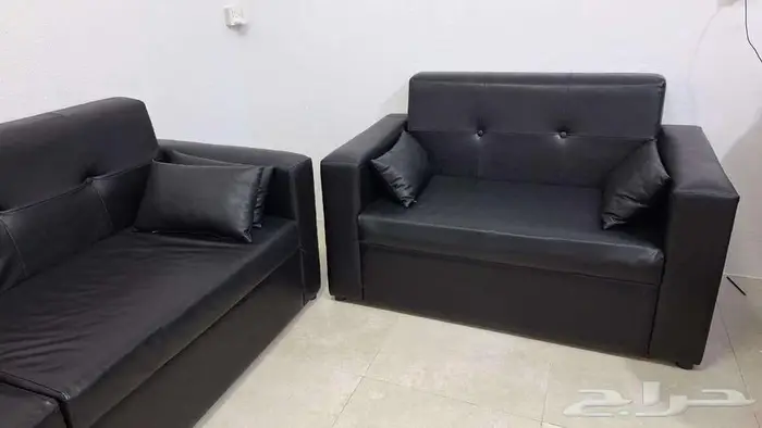 كنب تفصيل جلد فاخر اسود 1