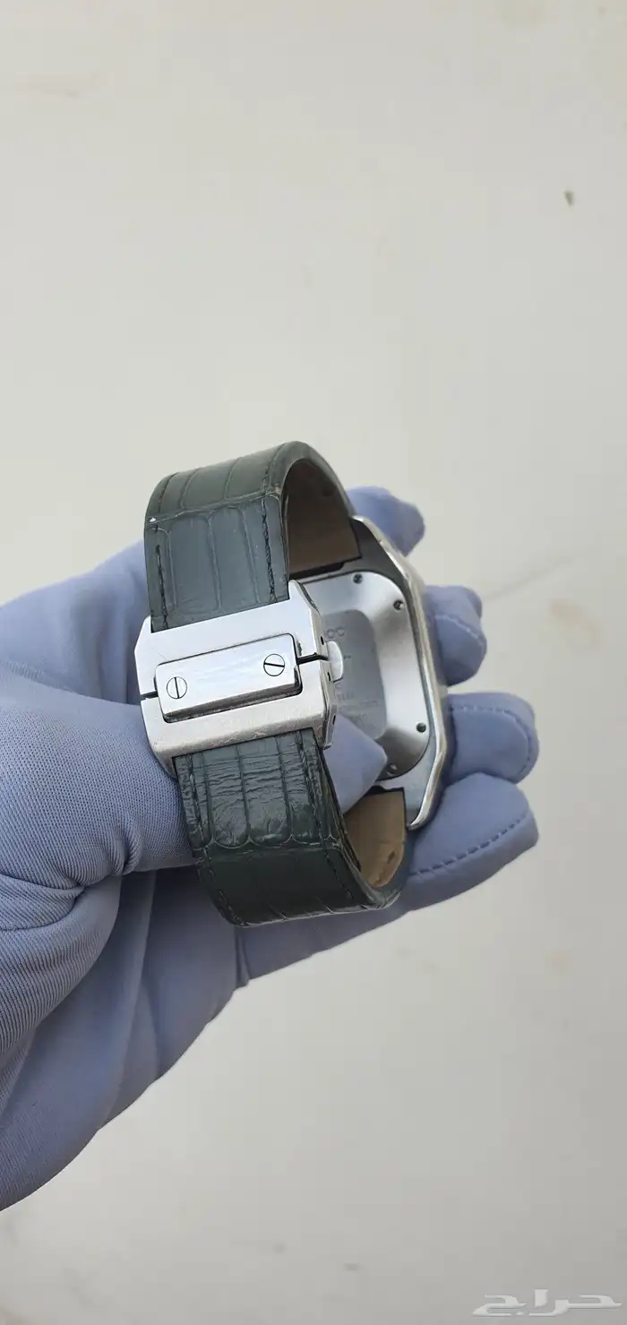 ساعه كارتير سانتوس اصليه جلد تمساح طبيعي اكبر مقاس 41 1