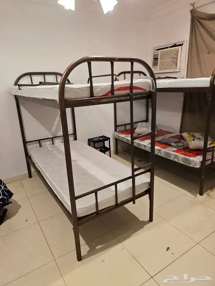 سرير حديد دورين دور واحد مراتب طبي بطانيات و مخده سم جديد 1