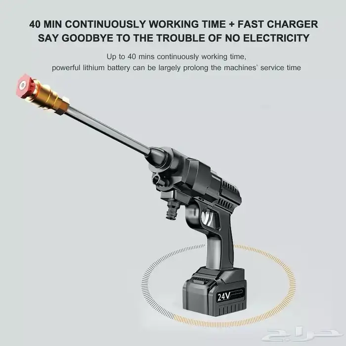 مضخة غسيل السيارة ببطارية مدمجة بضخ قوي 2