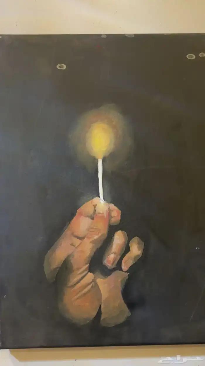 لوحه يدويه بالوان اكريلك شمعه 0