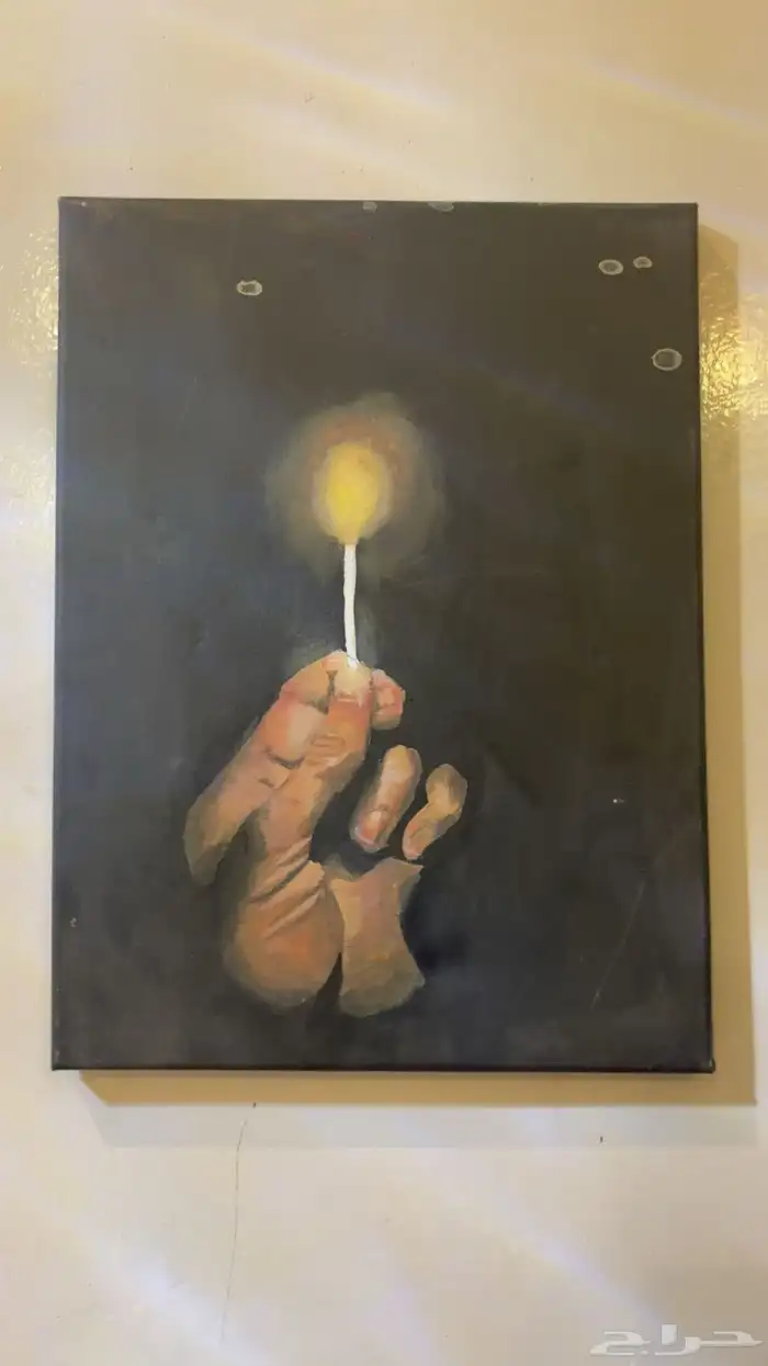 لوحه يدويه بالوان اكريلك شمعه 1