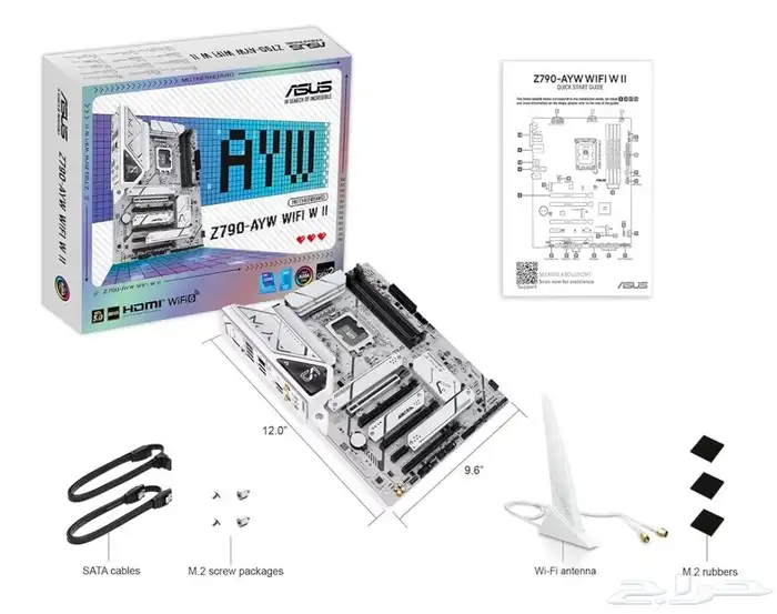 مذربورد Z790 اسوس أبيض بالكامل جديد بكرتونه 5