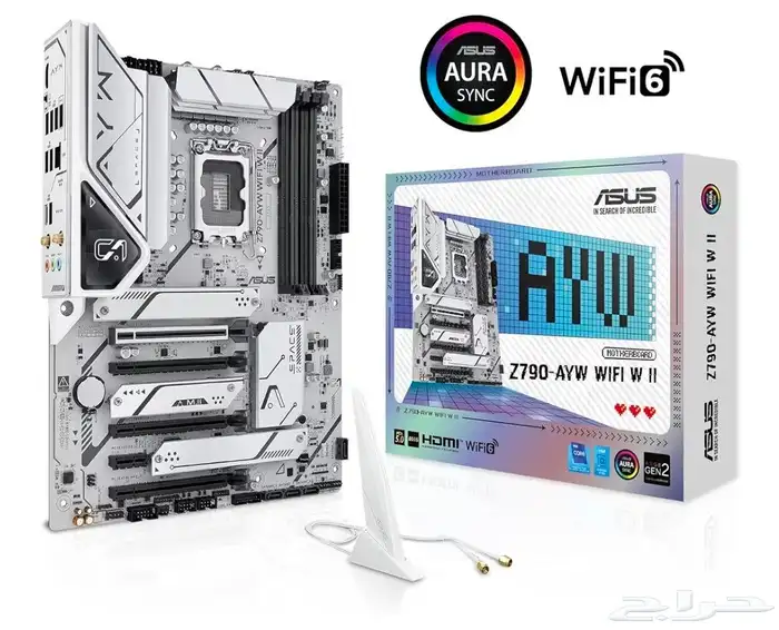 مذربورد Z790 اسوس أبيض بالكامل جديد بكرتونه 6