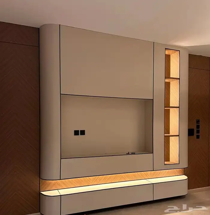 ديكور شاشه بديل الشيبورد رفوف ومكاتب خشبيه 0