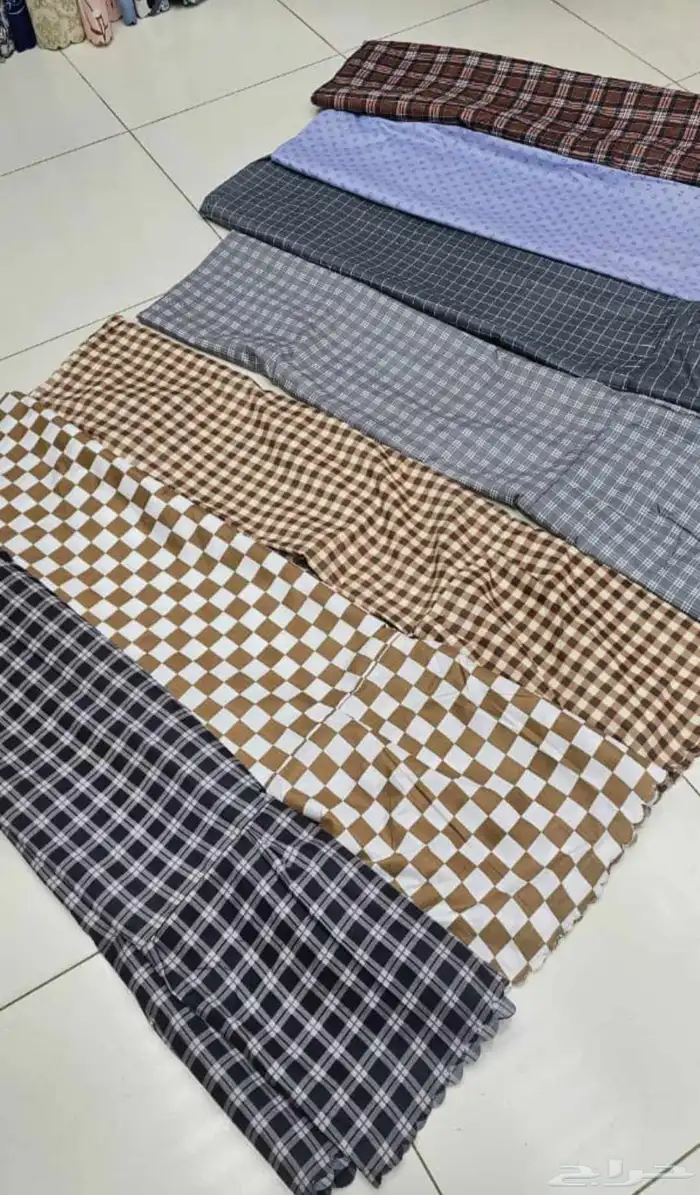شراشف كاروهات قطنية قماش اصلي 8