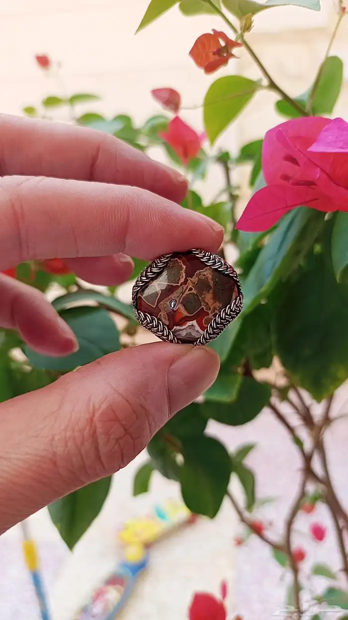 خاتم بحجر الخرايطي اليمني الاصلي حجر راهي جدا صياغة يدوية 1