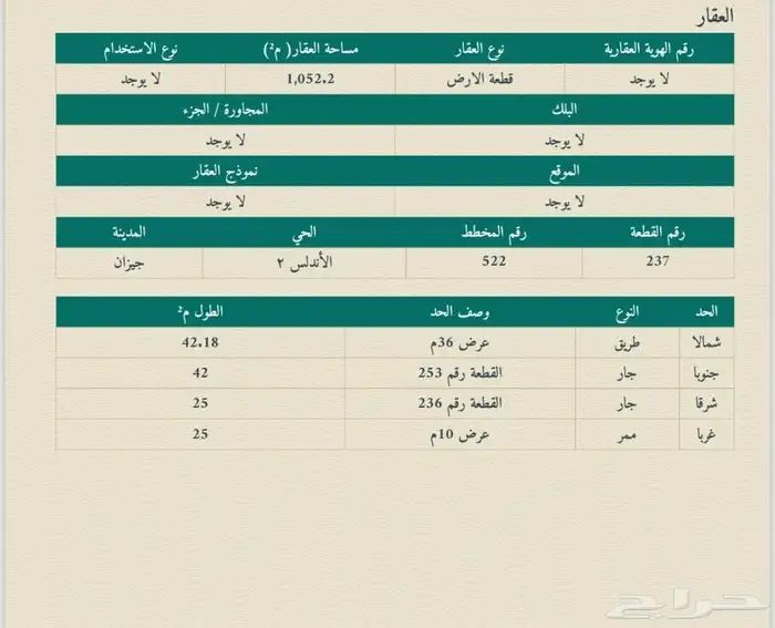 للبيع ارض بصك شارع 36 في الضاحيه الاندلس 1