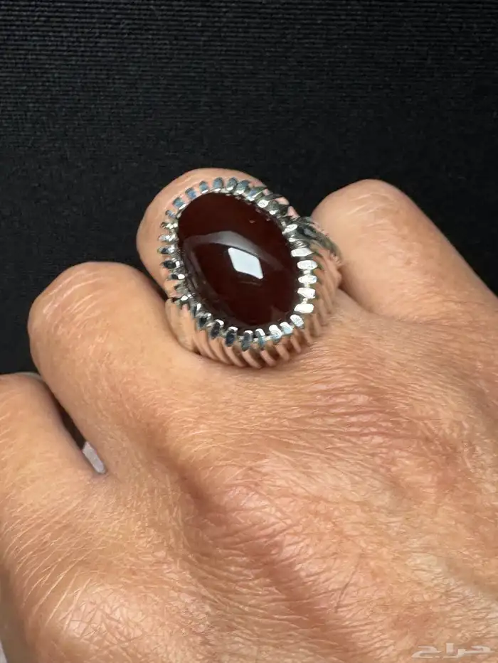 خاتم عقيق يماني كرز الكرز قبة صياغة حمادة VIP 7