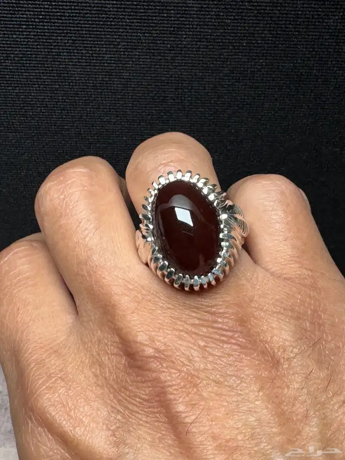 خاتم عقيق يماني كرز الكرز قبة صياغة حمادة VIP 11